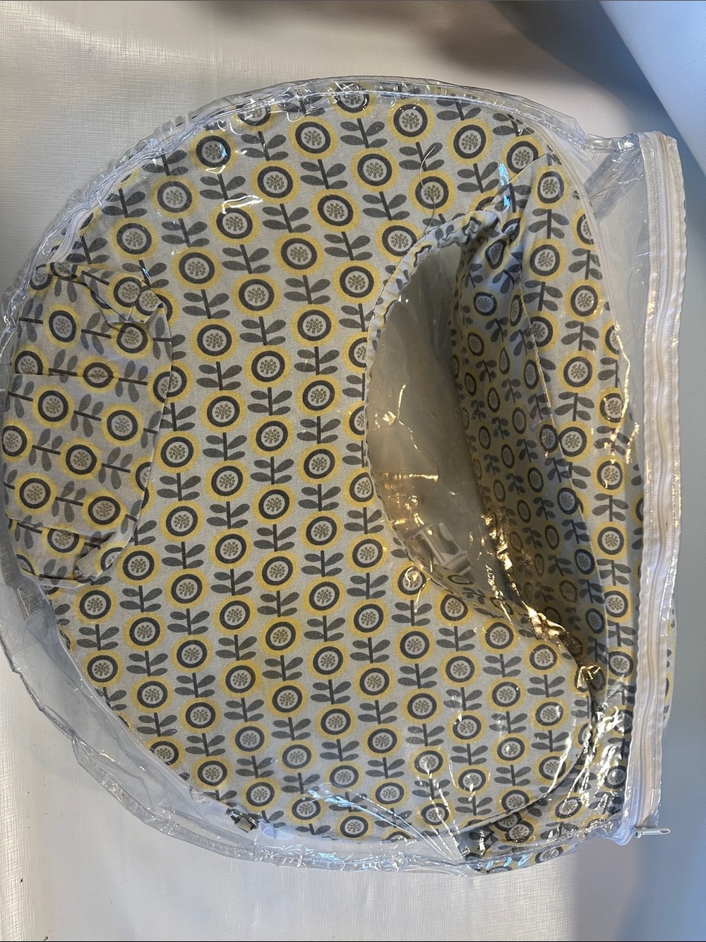 My Brest Friend like-new Nursing Support Pillow Yellow & Gray Floral Pattern